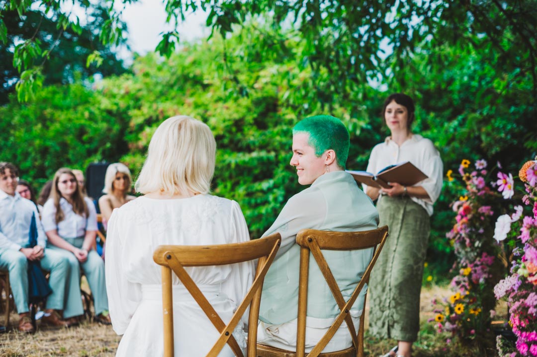 Woodberry Wetlands Wedding couple looking at each other