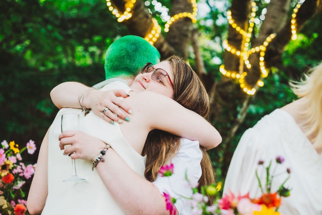 candid photo hugging