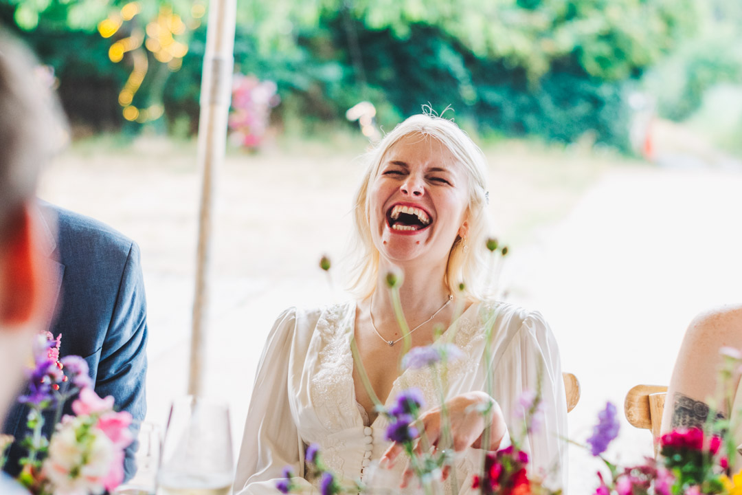 bride bursting into laughter