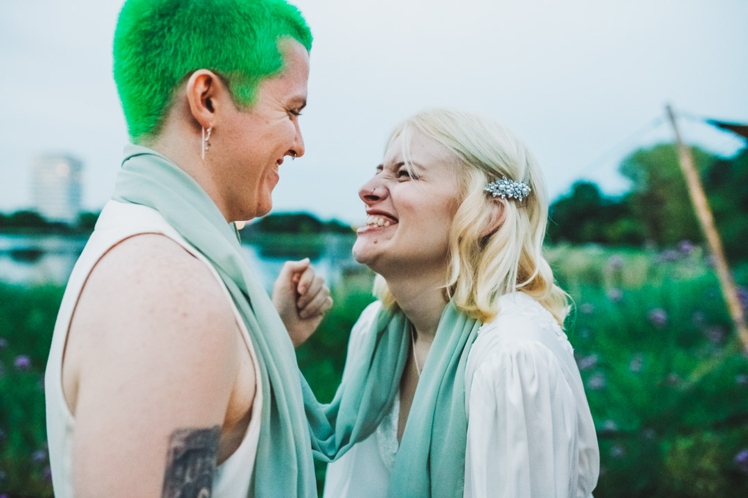 couple looking at each other and smiling